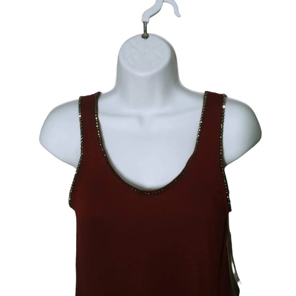 J - Jess A-Line Burgundy Tank Top with Decorative Rhinestones XS NWT - Picture 2 of 8
